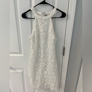 Lulus love poem ivory lace mini dress